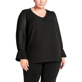 Avenue Studio Womens Alena Button Front V Neck Blouse