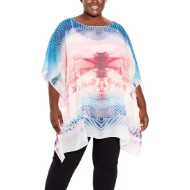 Avenue Womens Plus Boatneck Sheer Tunic Top