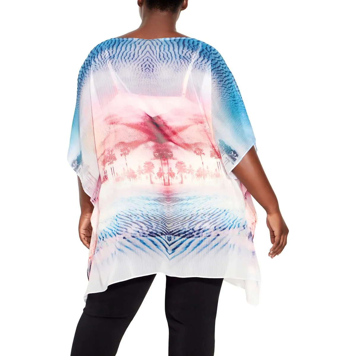 Avenue Womens Plus Boatneck Sheer Tunic Top