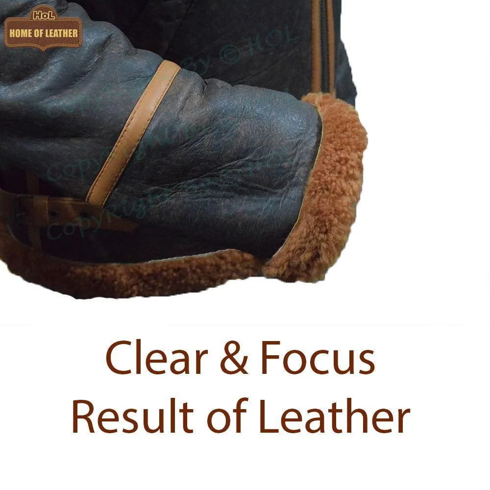 B022 RAF Brown Shearling Winter Fashion Bomber Aviator Jacket