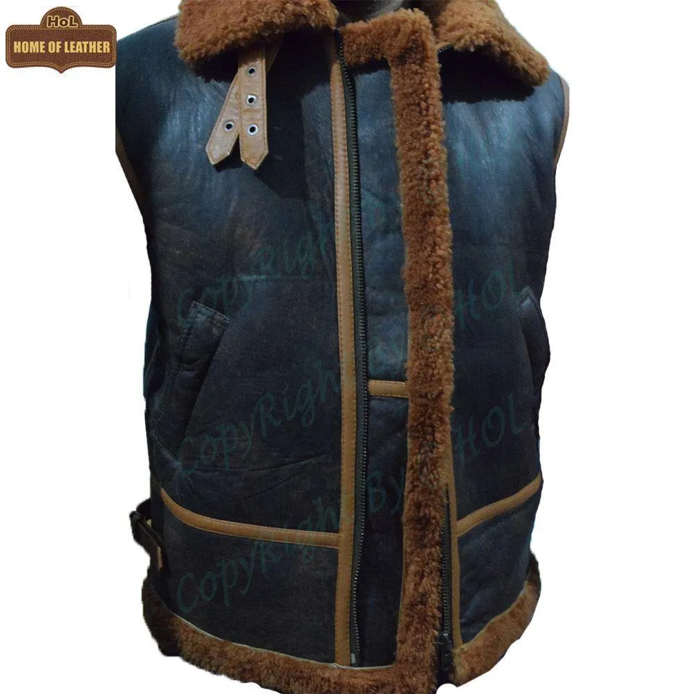 B022 RAF Brown Shearling Winter Fashion Bomber Aviator Jacket