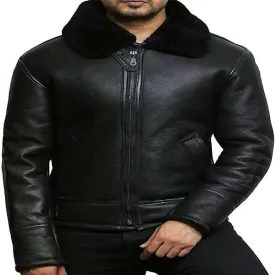 B3 Bomber RAF Aviator Pilot Black Leather Jacket