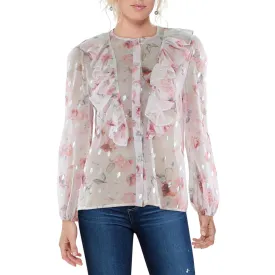 Beulah Womens Juniors Chiffon Floral Blouse