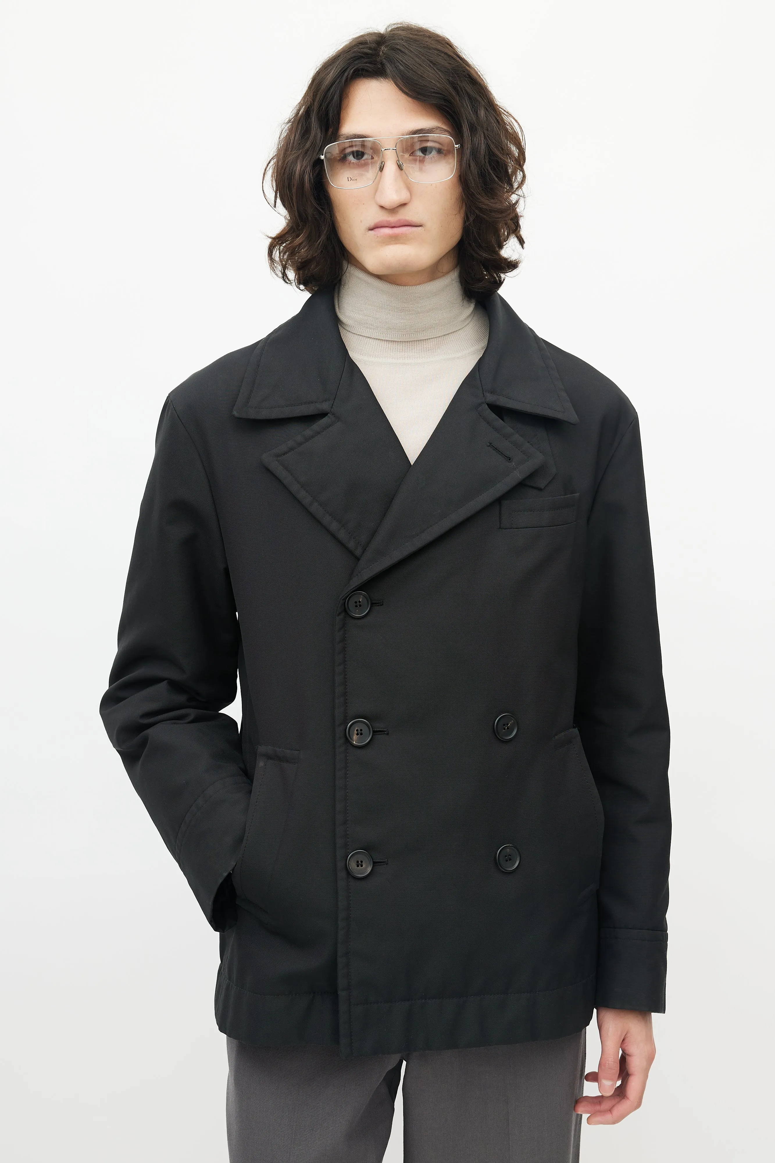 Black Nylon Shearling Jacket