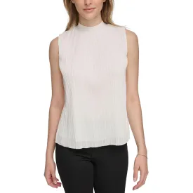 Calvin Klein Womens Chiffon Pleated Blouse