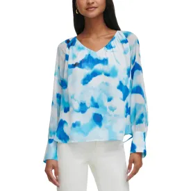 Calvin Klein Womens Chiffon Work day wear Blouse