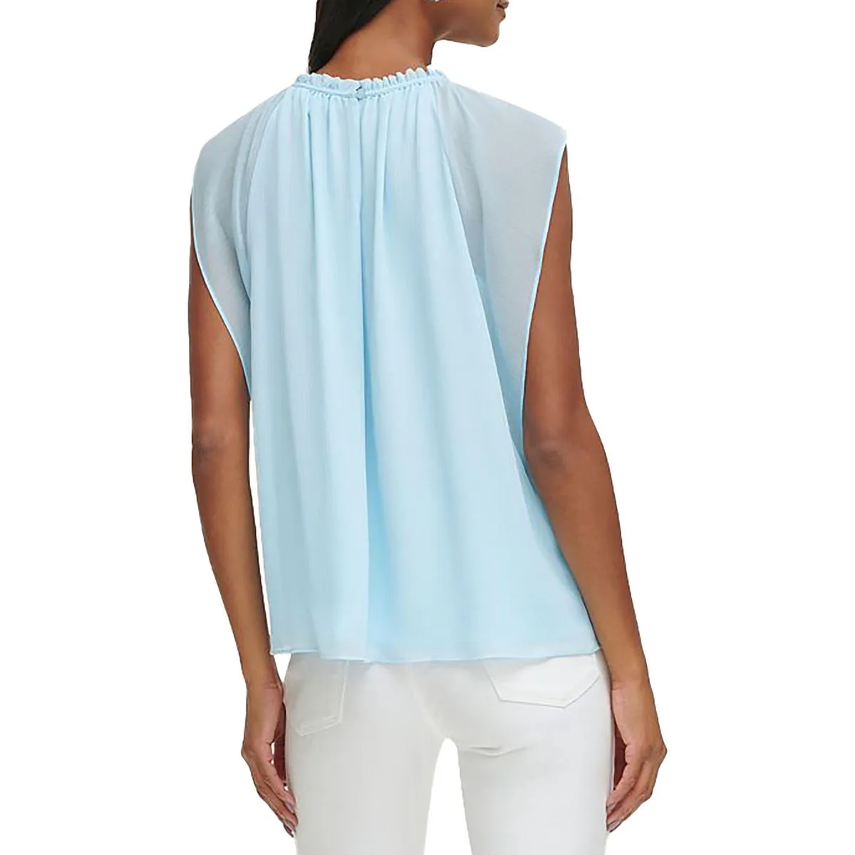 Calvin Klein Womens Flutter Sleeve Ruffled Blouse