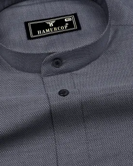 Calzo Black With White Jacquard Texture Cotton Shirt