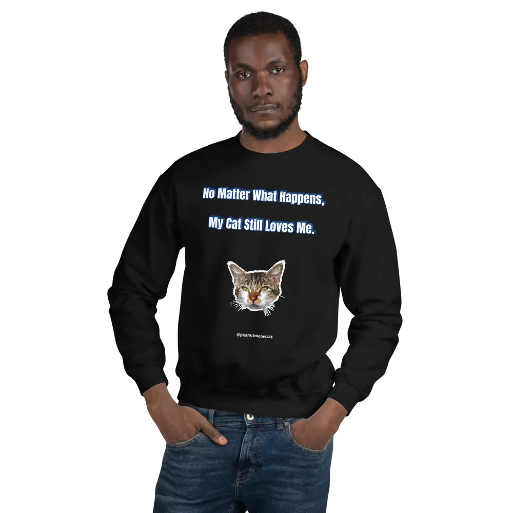 Cat Lover's Unisex Sweatshirt, Cute Peanut Meow Cat Long Sleeve Tee-Printed in USA/EU