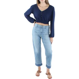 City Studios Womens Juniors Chiffon Smocked Cropped