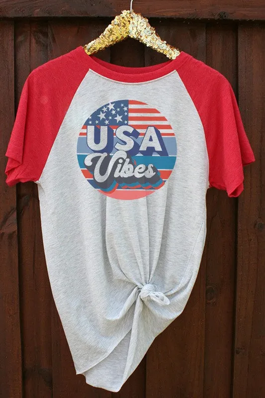 Clearance USA Vibes Short Sleeve Raglan