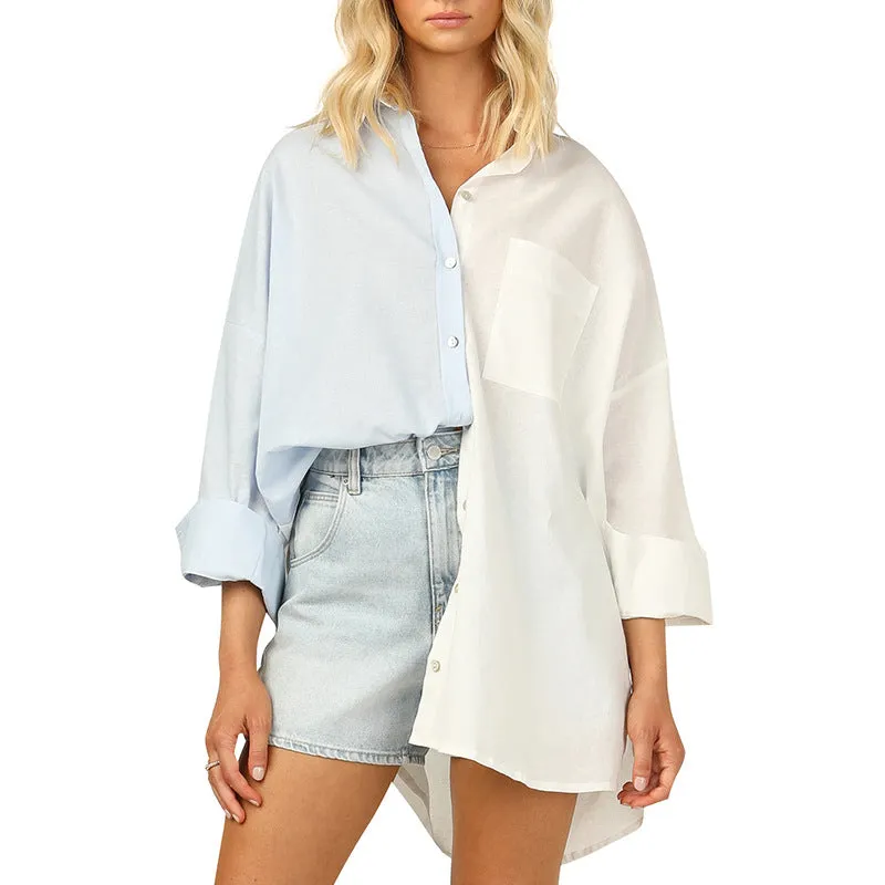 Colorblock Trendy Outfits Wholesale Blouses Women Clothing Casual Style