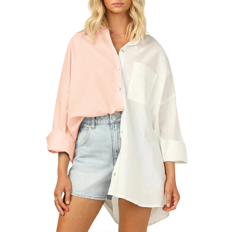 Colorblock Trendy Outfits Wholesale Blouses Women Clothing Casual Style