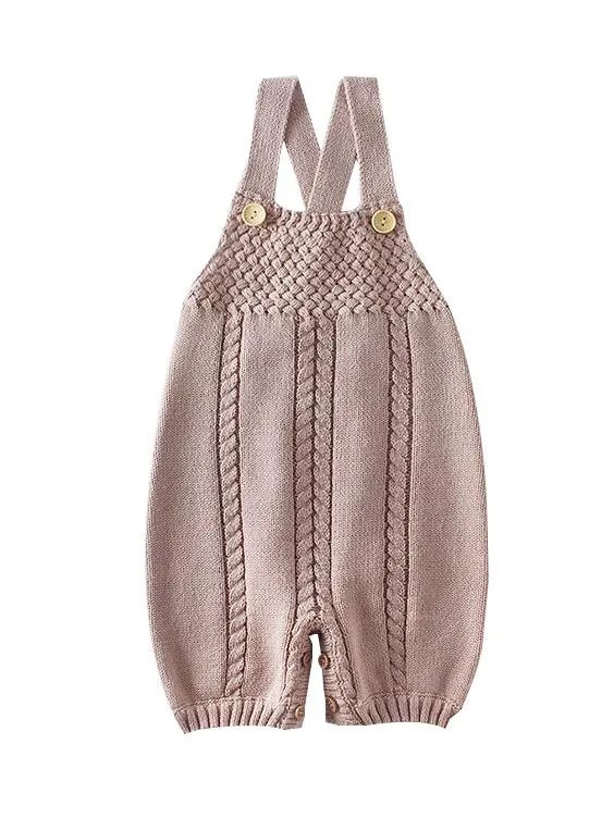 Crochet Baby Rompers Cotton Suspender Knitted Infant Bodysuit Overall Autumn