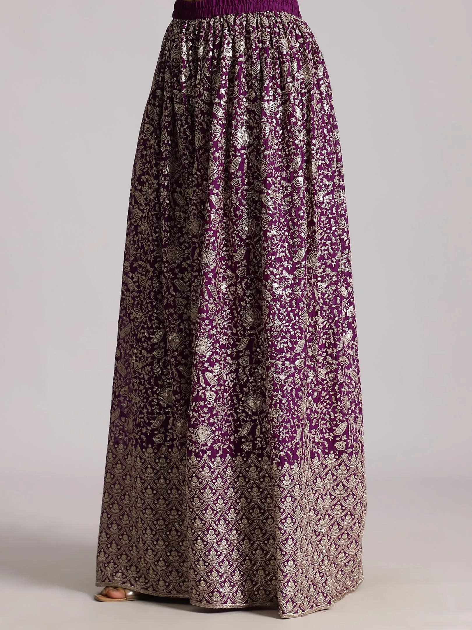 Embellished Purple Sharara Suit with Dupatta