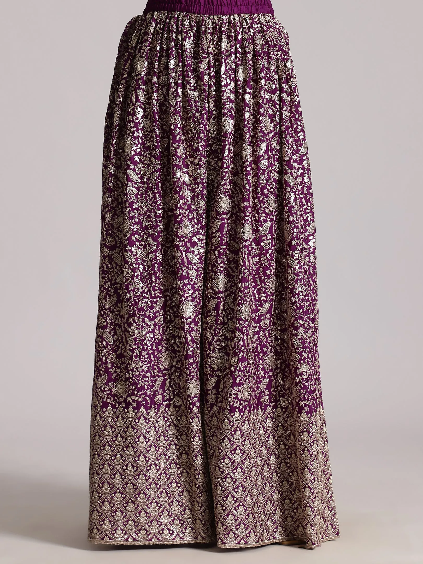 Embellished Purple Sharara Suit with Dupatta