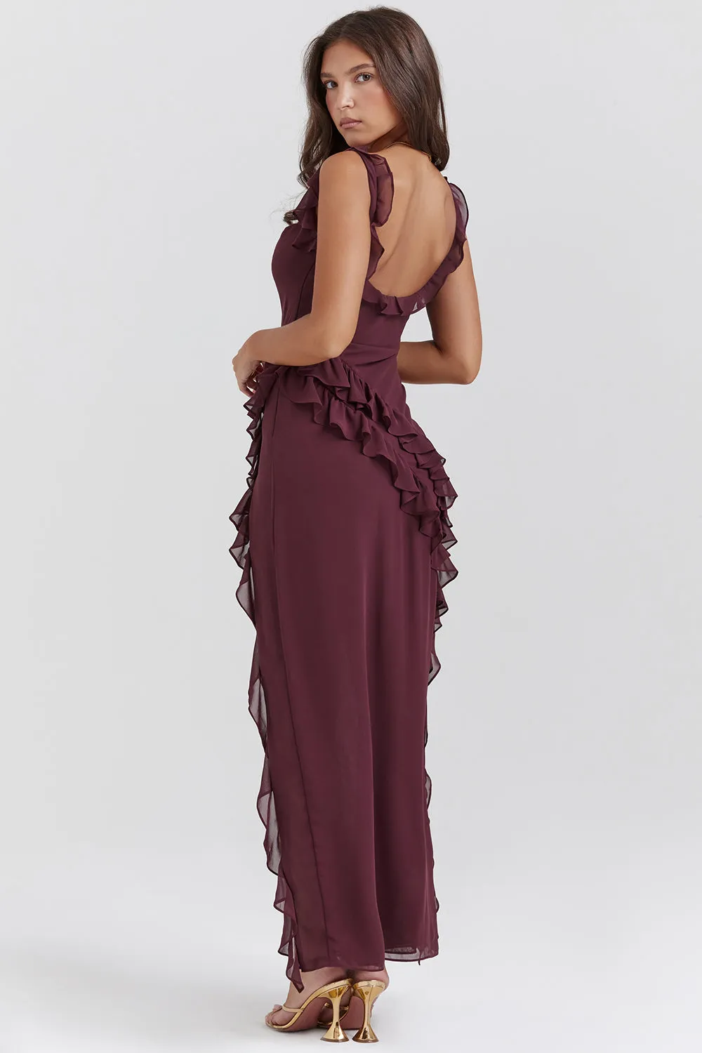 Evelyne™ - Ruffled Slit Elegance Dress