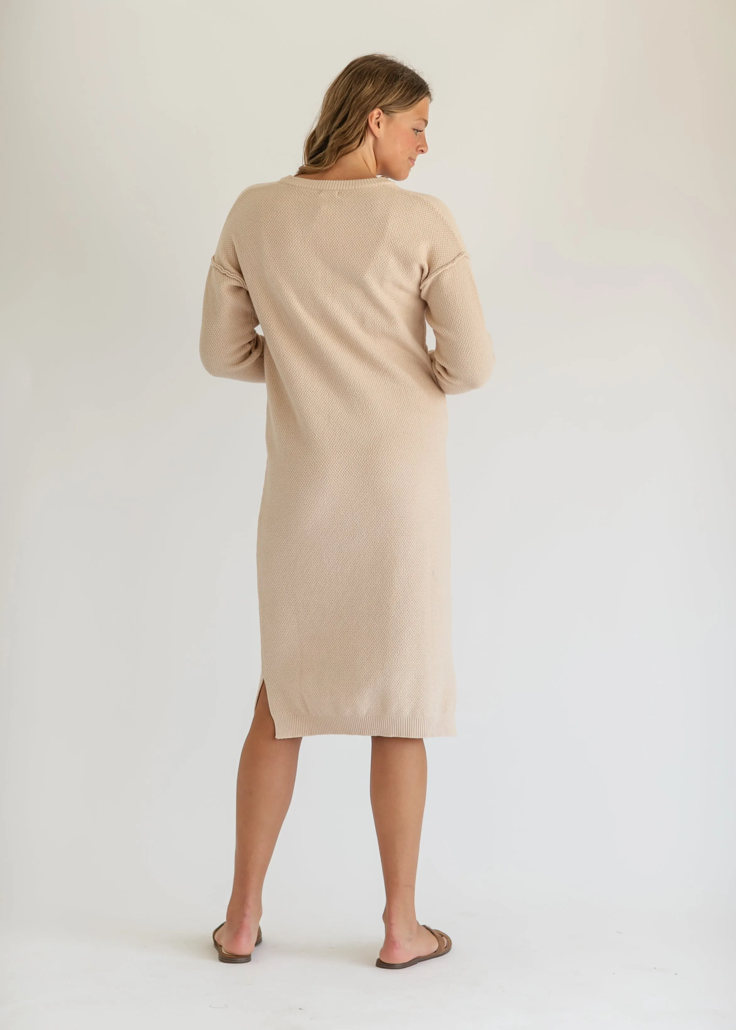 Fawna Henley Waffle Knit Maxi Dress