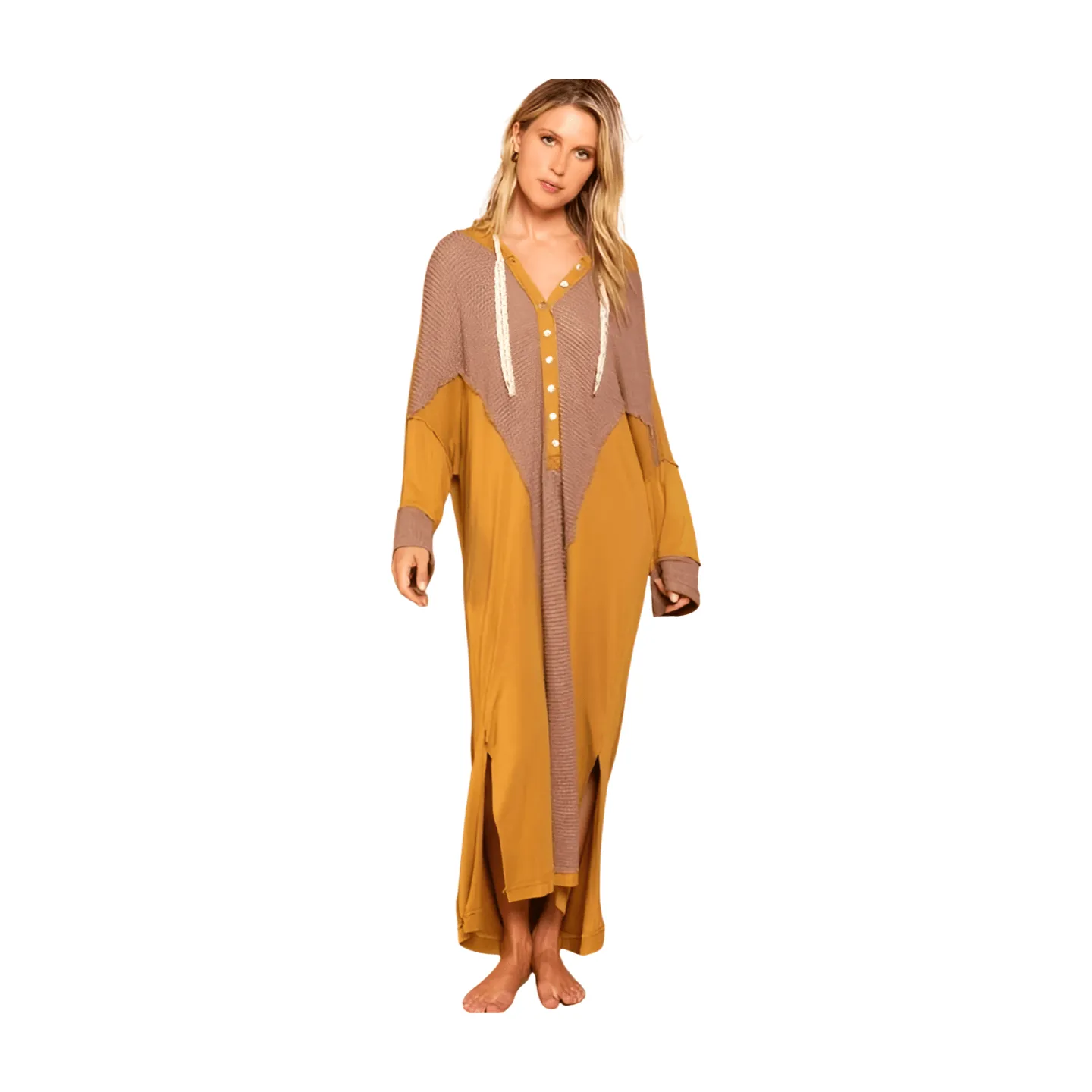 Hoodie Knit Button Down Dress