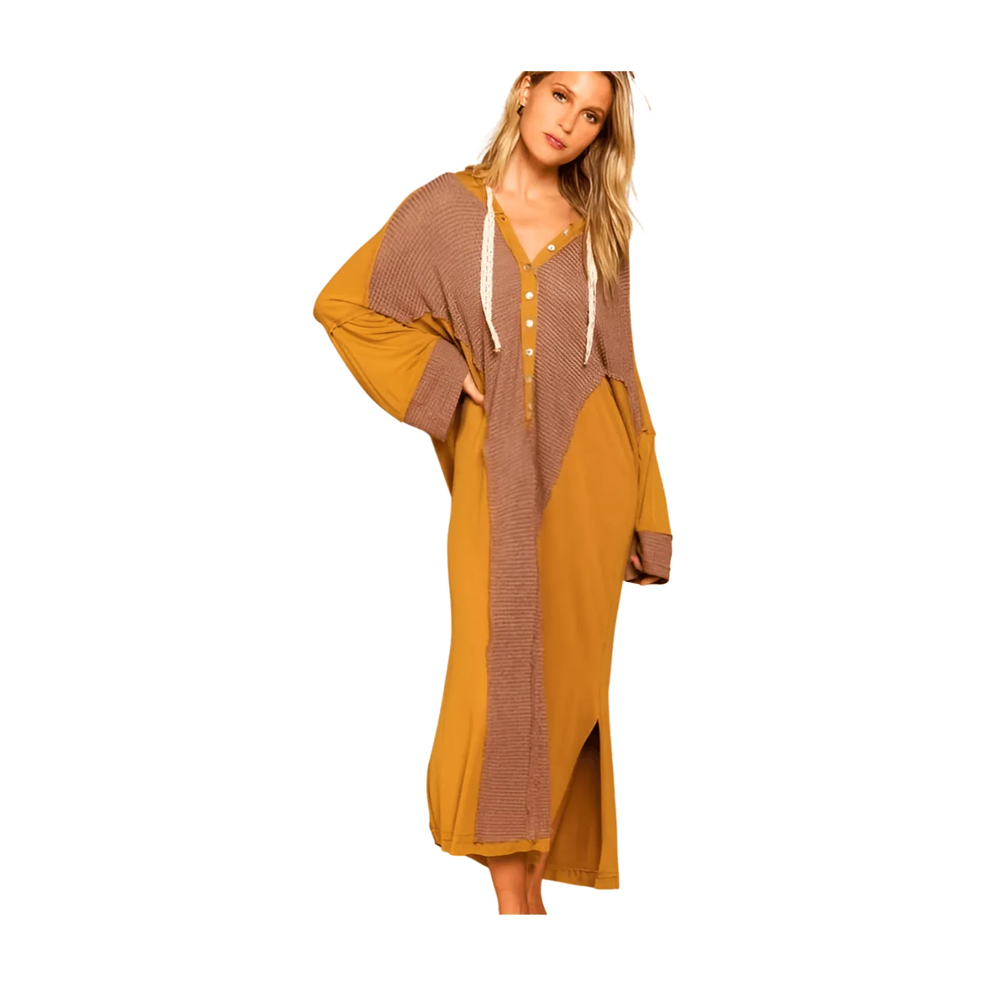 Hoodie Knit Button Down Dress
