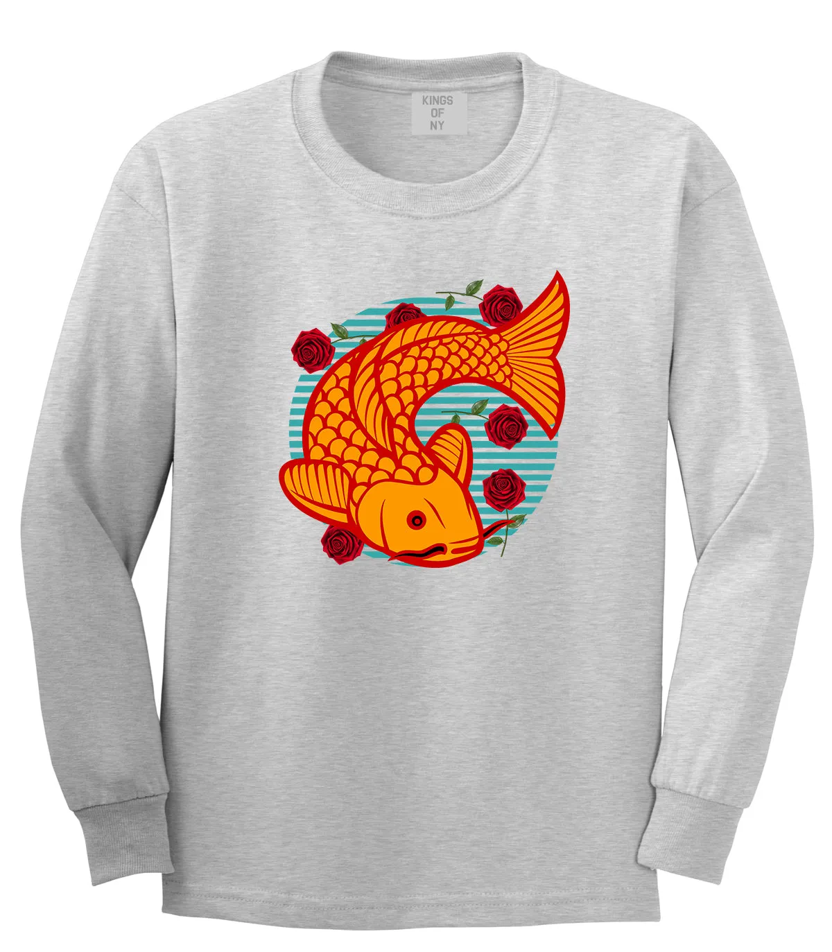 Japanese Koi Fish Print Mens Long Sleeve T-Shirt