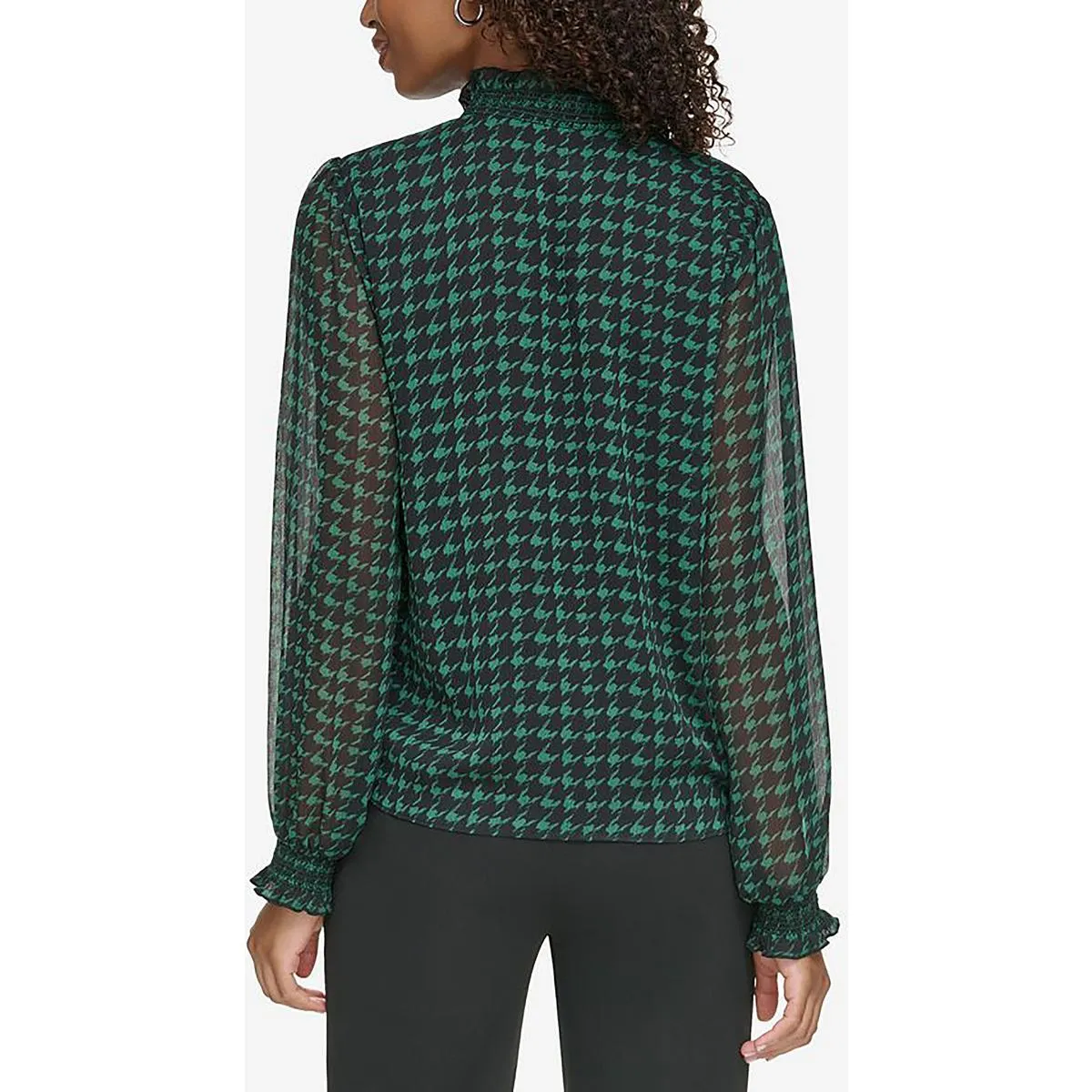 Karl Lagerfeld Paris Womens Ruffled Long Sleeve Blouse
