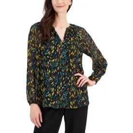 Kasper Womens    Split Neck Three Quarter Sleeve Blouse