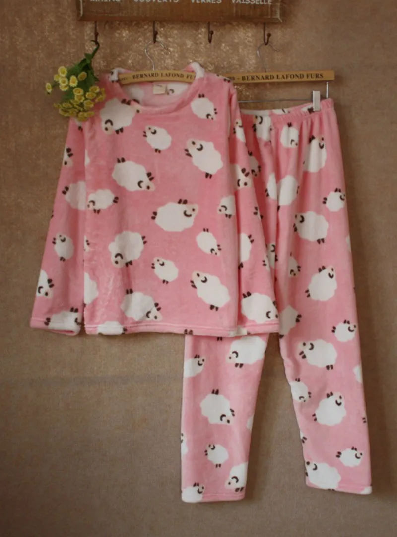 Litter Sheep Pyjamas Sets Thick Warm Coral Velvet Suit