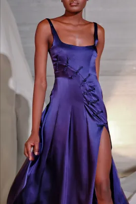 Mandarin Button Gown in Silk Velvet