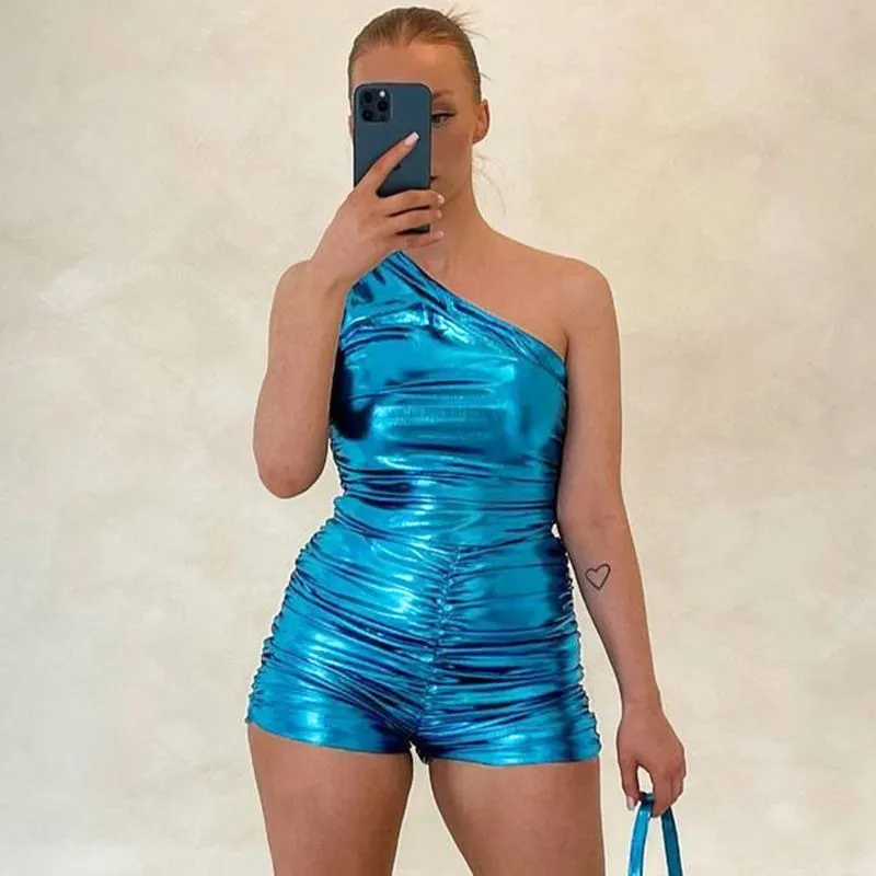 Medjina Leather Ruched Romper
