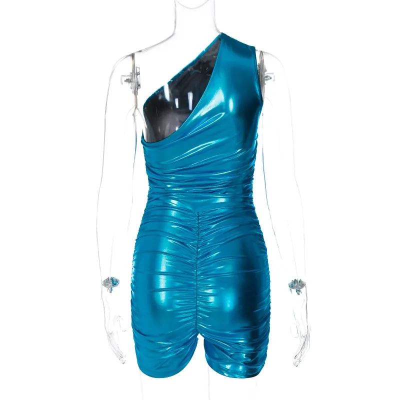 Medjina Leather Ruched Romper