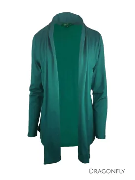 MERINO SHAWL COLLAR CARDIGAN WOMENS LONG SLEEVES DRAGONFLY