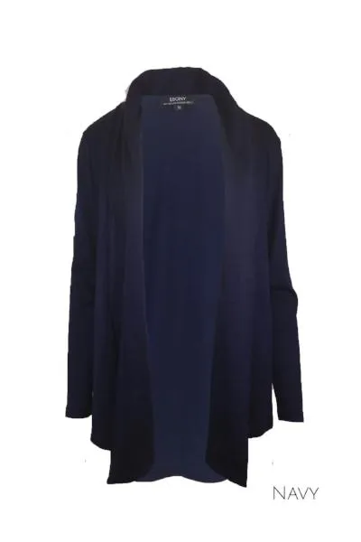 MERINO SHAWL COLLAR CARDIGAN WOMENS LONG SLEEVES NAVY