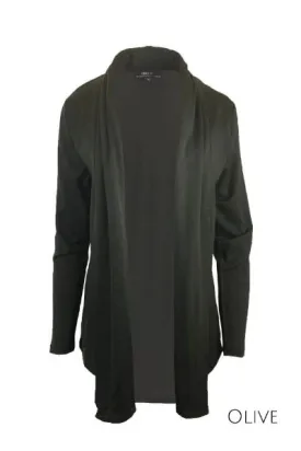 MERINO SHAWL COLLAR CARDIGAN WOMENS LONG SLEEVES OLIVE