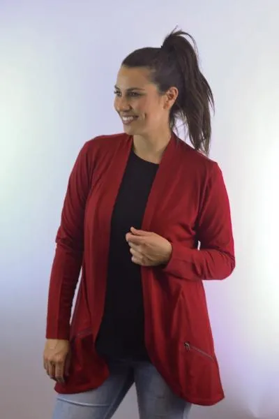 MERINO ZIP POCKET CARDIGAN LONG SLEEVES WOMENS EMBER