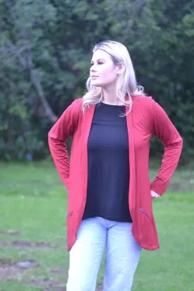 MERINO ZIP POCKET CARDIGAN LONG SLEEVES WOMENS EMBER