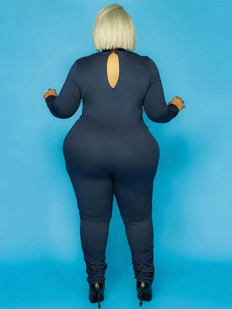 Nina's Long Sleeve Jumpsuit One Piece Outfit Slinky High Stretch Plus Size Jumpsuits Wholesale Dropshipping
