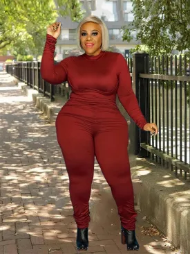 Nina's Long Sleeve Jumpsuit One Piece Outfit Slinky High Stretch Plus Size Jumpsuits Wholesale Dropshipping