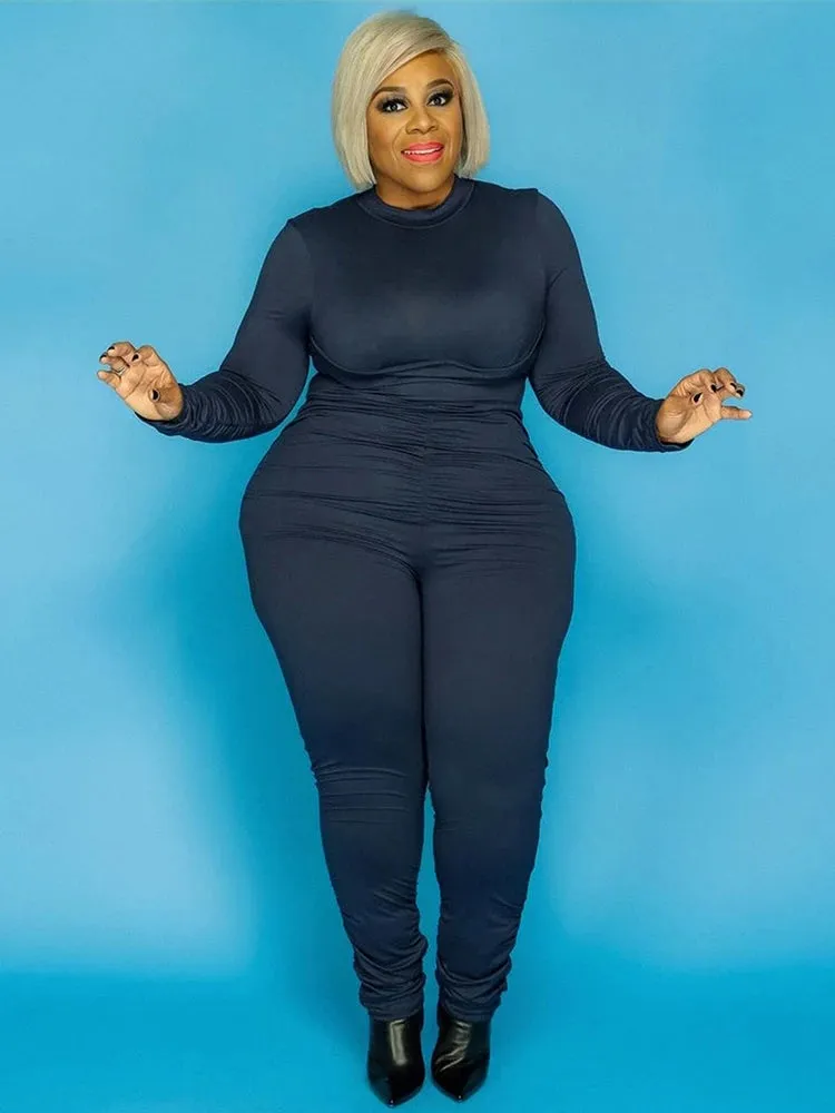 Nina's Long Sleeve Jumpsuit One Piece Outfit Slinky High Stretch Plus Size Jumpsuits Wholesale Dropshipping