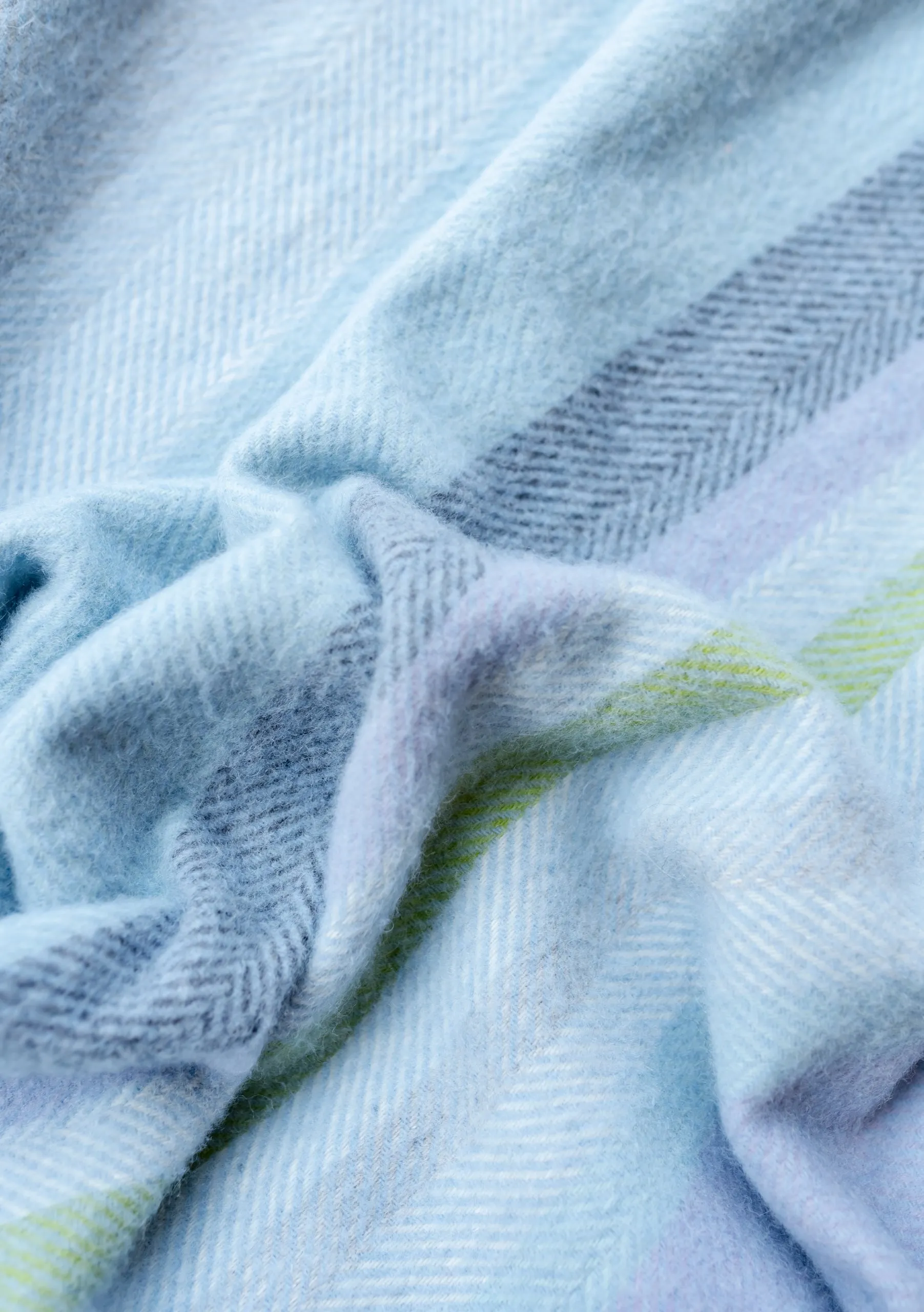 Recycled Wool Small Picnic Blanket in Blue Stripe