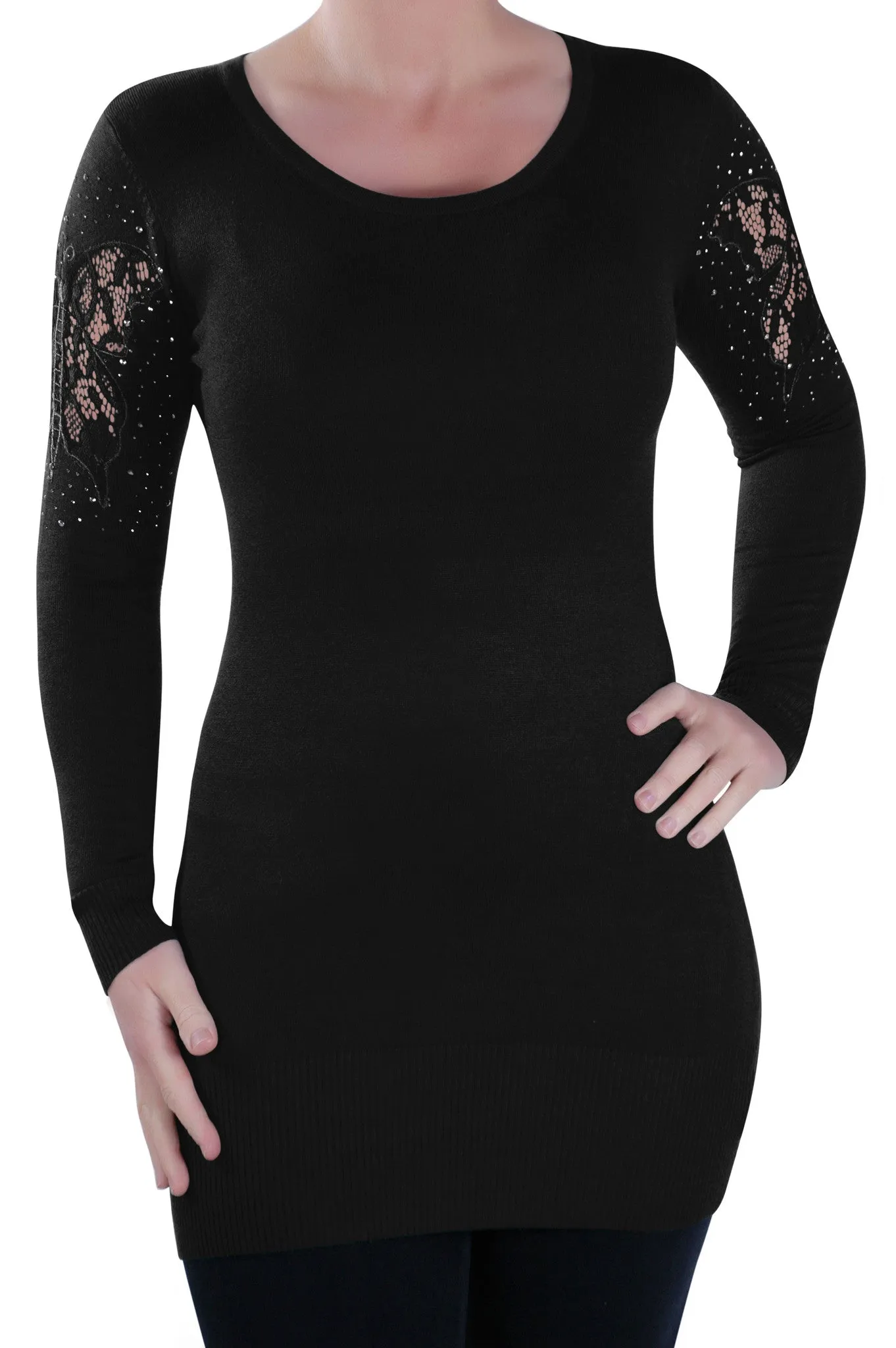 Scoop Neck Fine Knit Knitted Pullover