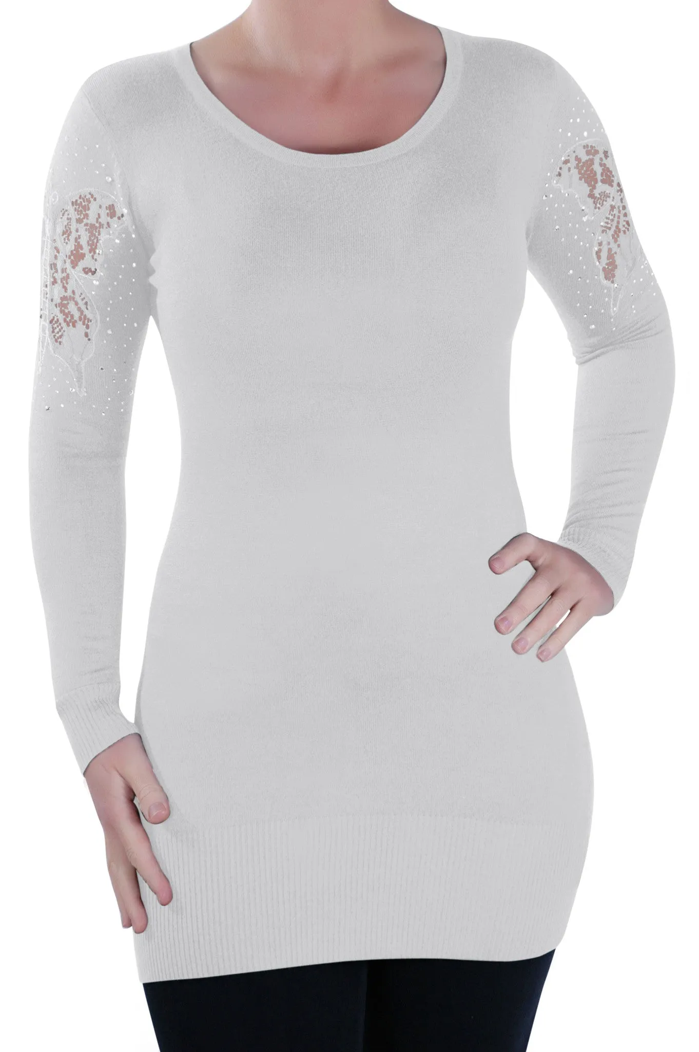 Scoop Neck Fine Knit Knitted Pullover