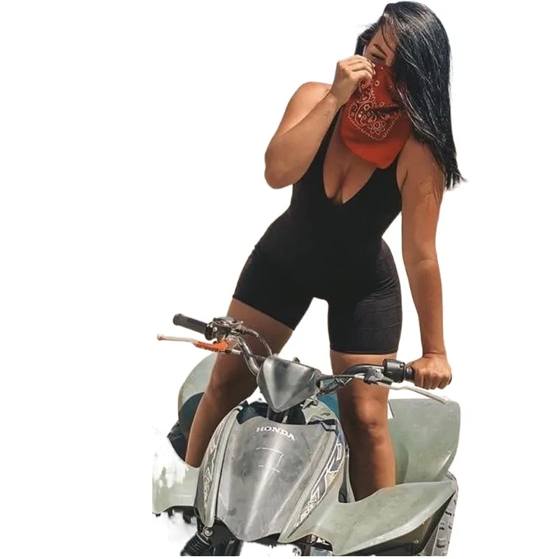 Sexy Women's Sleeveless Solid Knitted Bodycon Playsuits For Sports