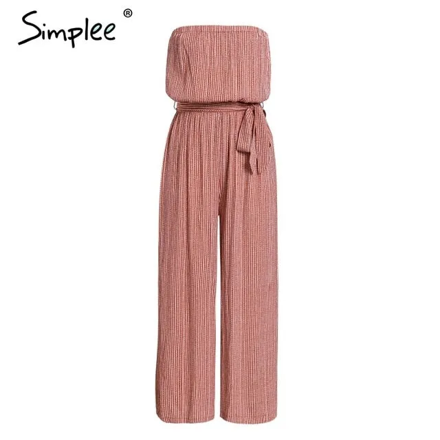 Simplee Off shoulder sexy jumpsuit women