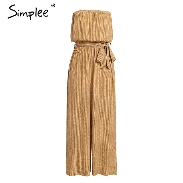 Simplee Off shoulder sexy jumpsuit women