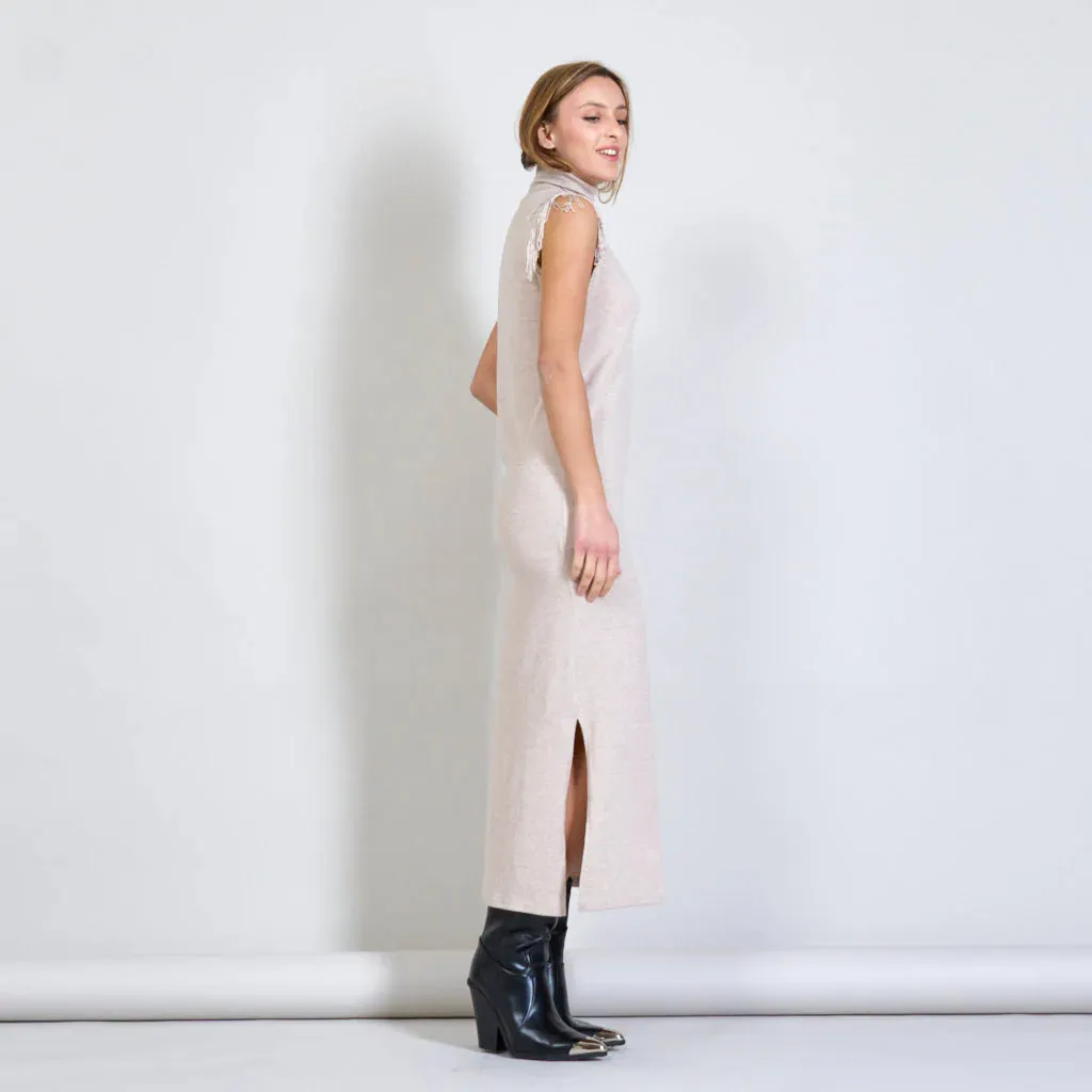 Sleeveless Knit Dress (Beige)