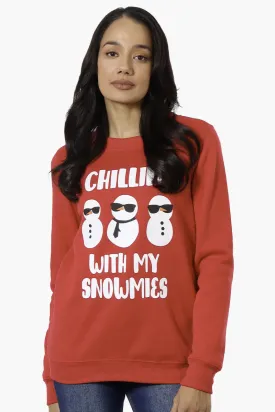 Ugly Christmas Sweater Snowmies Print Christmas Sweater - Red