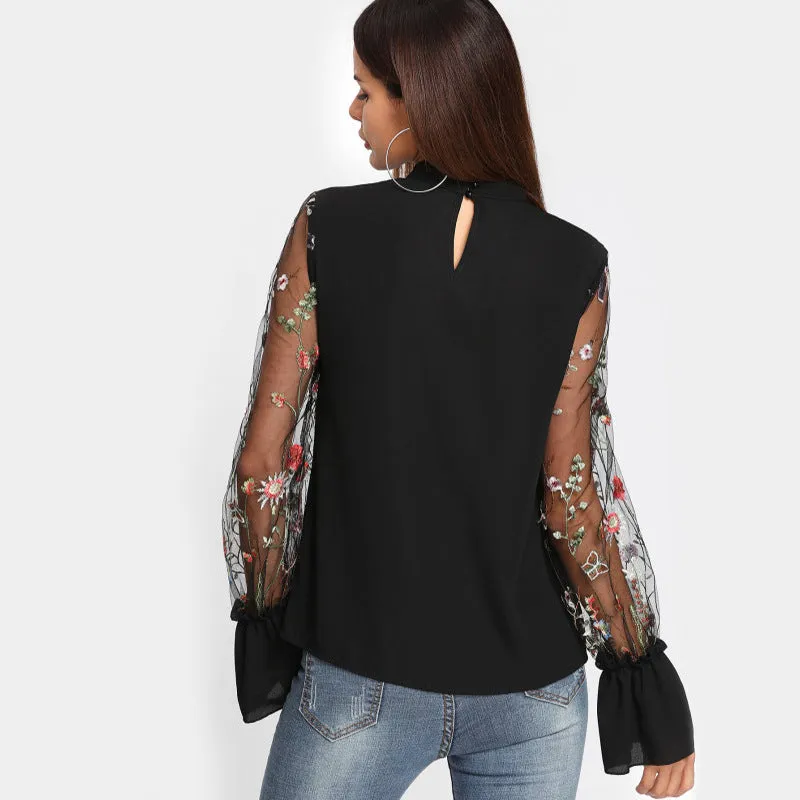 V-Neck Bohemian Flared Sleeve Shirt Wholesale Womens Tops