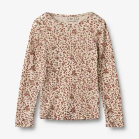 Wool T-Shirt L/S Alfie - rose flowers