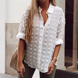 Yeknu Womens Tops and Blouses Elegant Long Sleeve chemise femme Polka Dot Loose OL Shirt Ladies Chiffon Blouse Dames blusa feminina